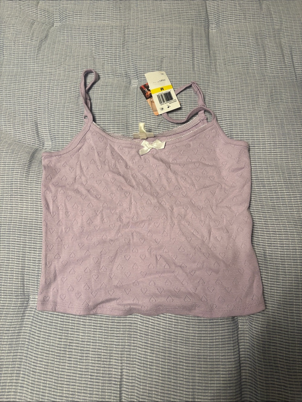 Lavender Eyelet Lace-Pattern Spaghetti Strap Cami